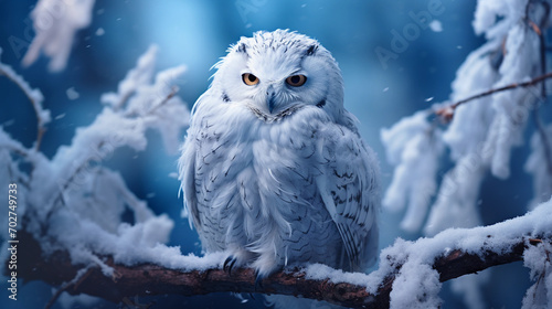 Captivating Snowy Owl Blending Seamlessly into a Winter Wonderland Setting photo