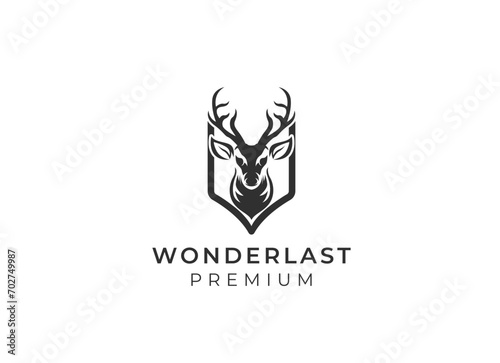 Classic Vintage Deer for Wildlife Hunting Logo Design, Vintage Deer Logo Design 