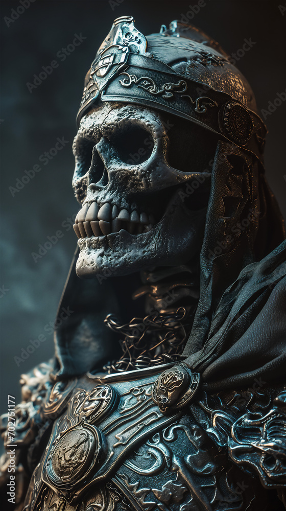 Obraz premium Fantasy character of the skeleton king in armour