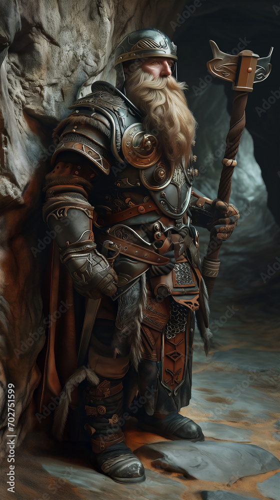 Dwarf warrior fantasy character in a citadel with an axe Stock Photo ...