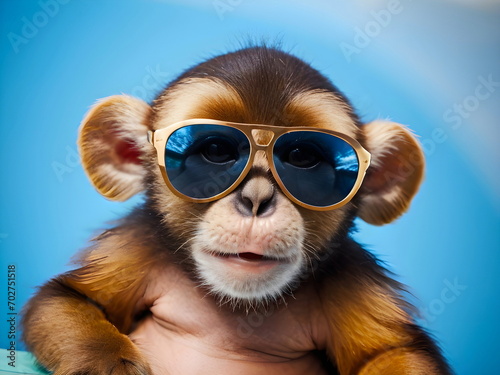 animal monkey with sunglasses generative AI