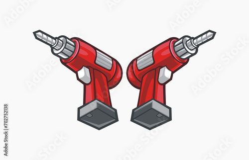 Electric Drill icon for graphic design of logo, emblem, symbol, sign, badge, label, stamp isolated on white background, vector illustration