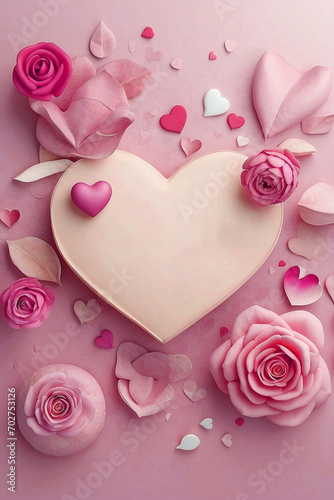 Valentines Day Beautiful Background Illustration for Social Media Post with Flowers and Space Text