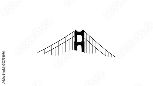 bridge in the fog, symbol of clarifying the truth, black isolated silhouette