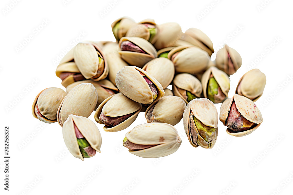 Close up of Pistachio nut isolated on transparent png background, types of nuts concept, popular nutrients and high protein snack, essential fiber and healthy fats.