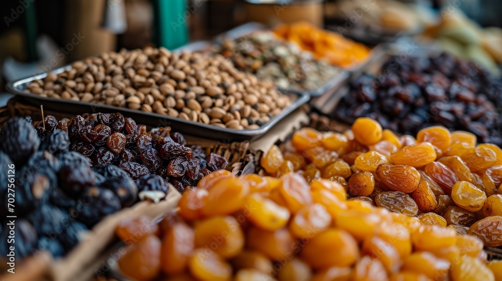 Dried fruits on the turkish market. Healthy food snack