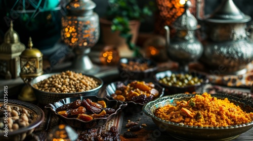 Ramadan iftar Eid. Iftar food prepared for Ramadan