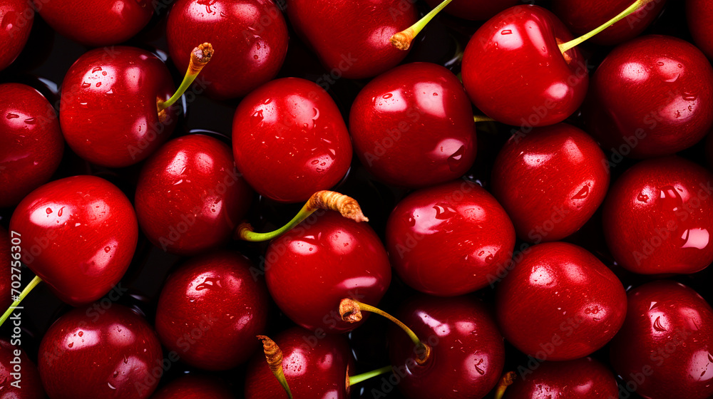 Group of cherries pattern wallpaper - ai generative