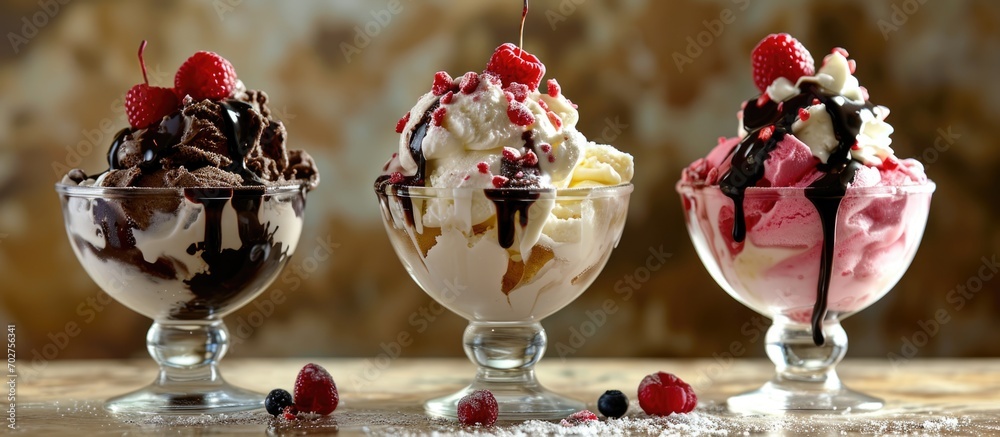 Ice cream and sundae trio.