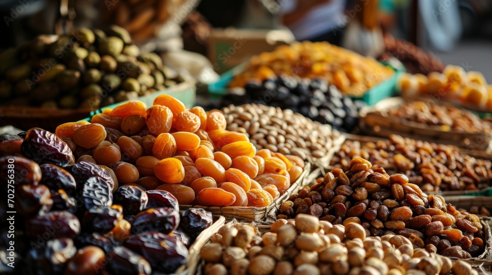 Dried fruits on the turkish market. Healthy food snack