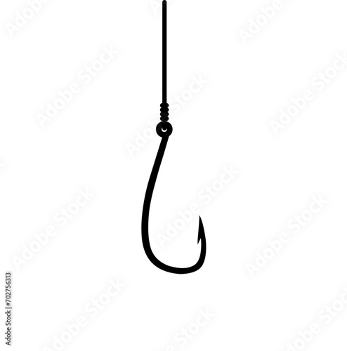 Fishing hook vector silhouette. Sea fishing concept. Fish trap.