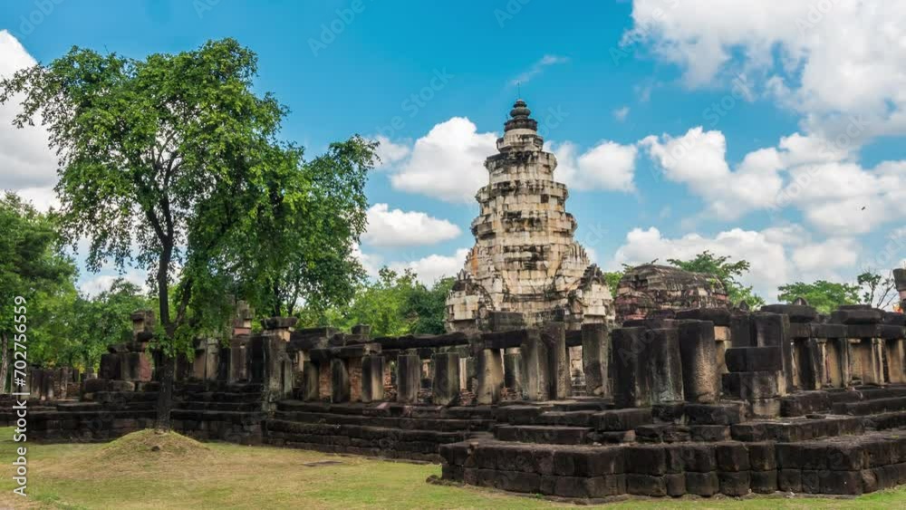 Timelapse of Phanom Wan Castle was built during the ancient times at the historical park on a beautiful clear sky day. Located in Nakhon Ratchasima Province, Thailand. Timelapse of Phanom Wan Castle was built during the ancient times at the historical park on a beautiful clear sky day. Located in Nakhon Ratchasima Province, Thailand.