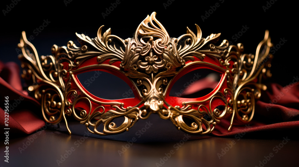 Red and gold Venetian carnival mask.