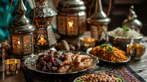 Arabic Cuisine. Iftar food prepared for Ramadan