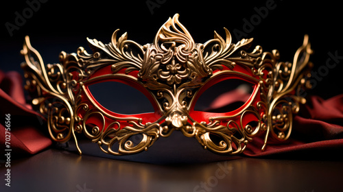 Red and gold Venetian carnival mask. © graja