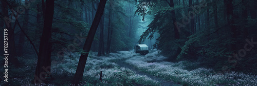 caravan in misty woods © Fatemeh
