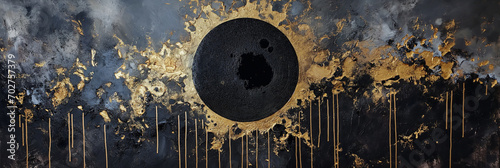 close up of a rusty mural of solar eclipse 