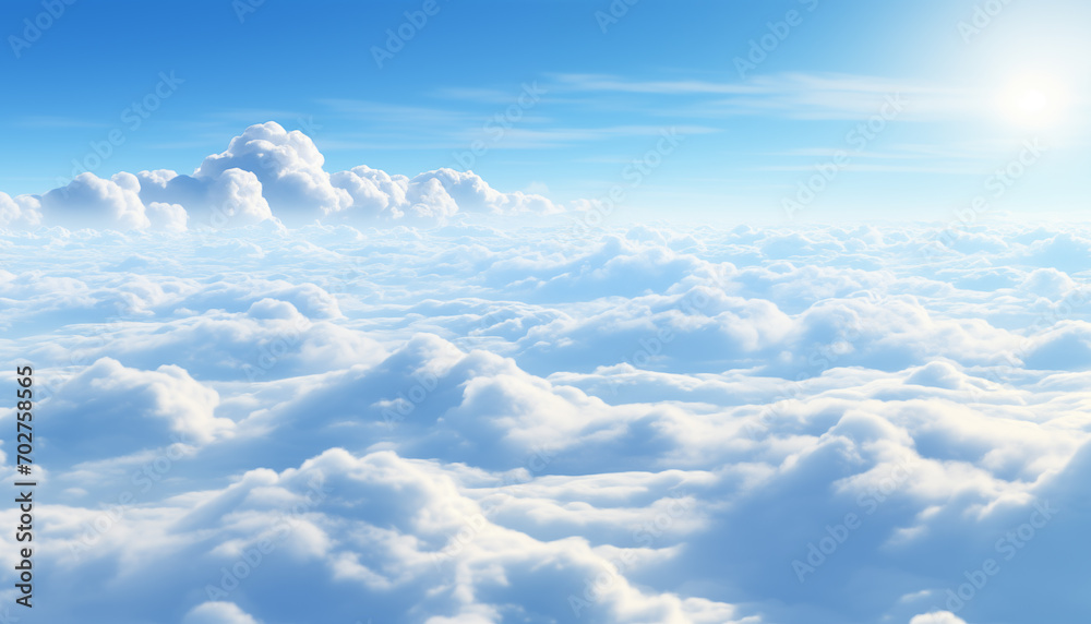 view from above the clouds beautiful sunny blue sky