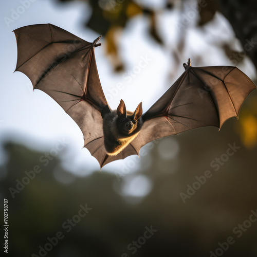 sri lanka closeup single bat flies overhead.