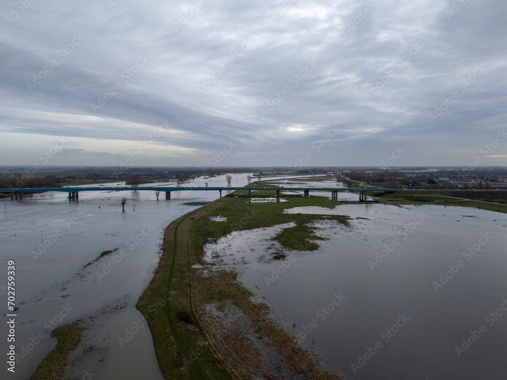 Lek's Embrace: A27 Highway and Flooded river banks Along the Scenic Lek River