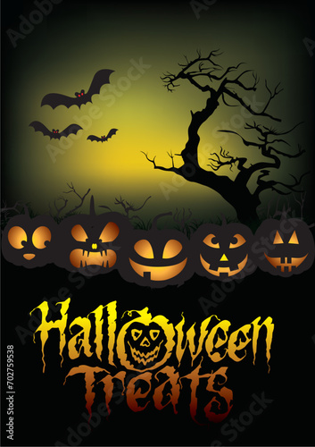 Free Vector Halloween Treats Poster Design
