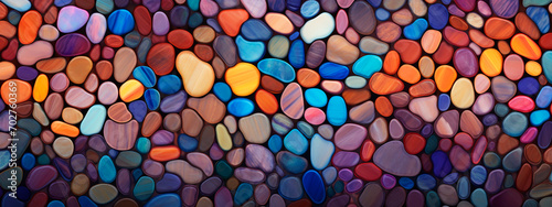 Multi-colored stones smooth background. Selective focus.
