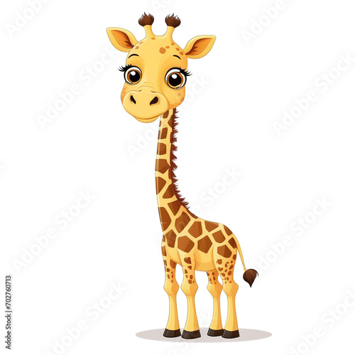 Vector Drawing of a Cartoon Giraffe on White Background