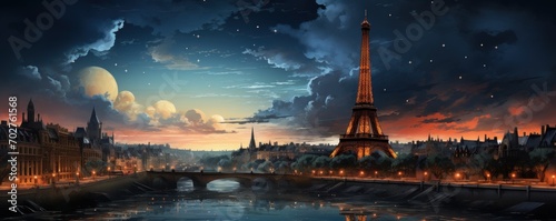 Images of Paris city with watercolor effect, Images of Paris with watercolor effect photo