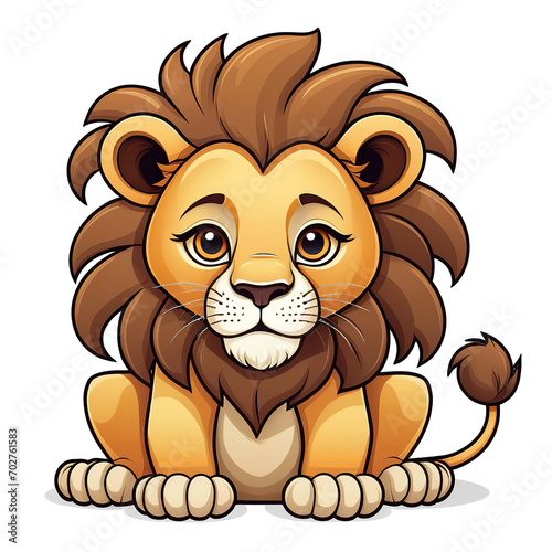 Vector Drawing of a Cartoon Lion on White Background