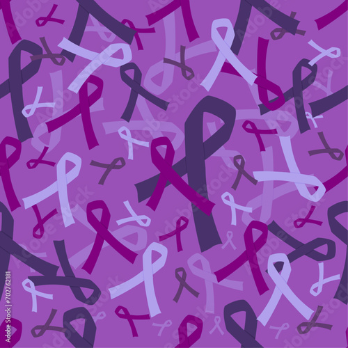 Seamless pattern with ribbons on purple background for Workers' Memorial Day Vector illustration