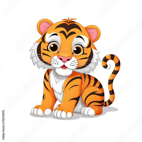 Detailed Vector Art of a Cartoon Tiger Isolated