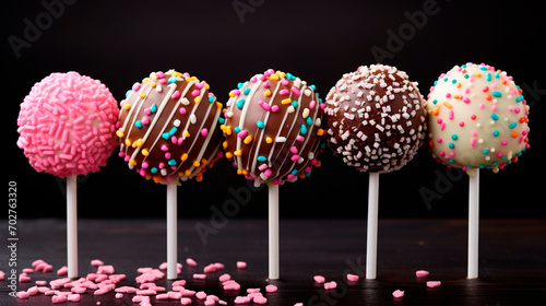 Cake pops on a plate. Selective focus.