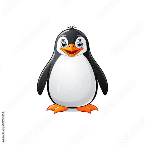 Vector Drawing of a Cartoon Penguin on White Background