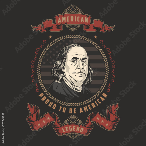 Benjamin Franklin colorful vintage poster