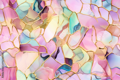  a close up of a multicolored surface with a pattern of small pieces of glass on top of it.