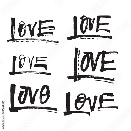Calligraphy brush pen phrases of Love. Vector modern lettering scripts