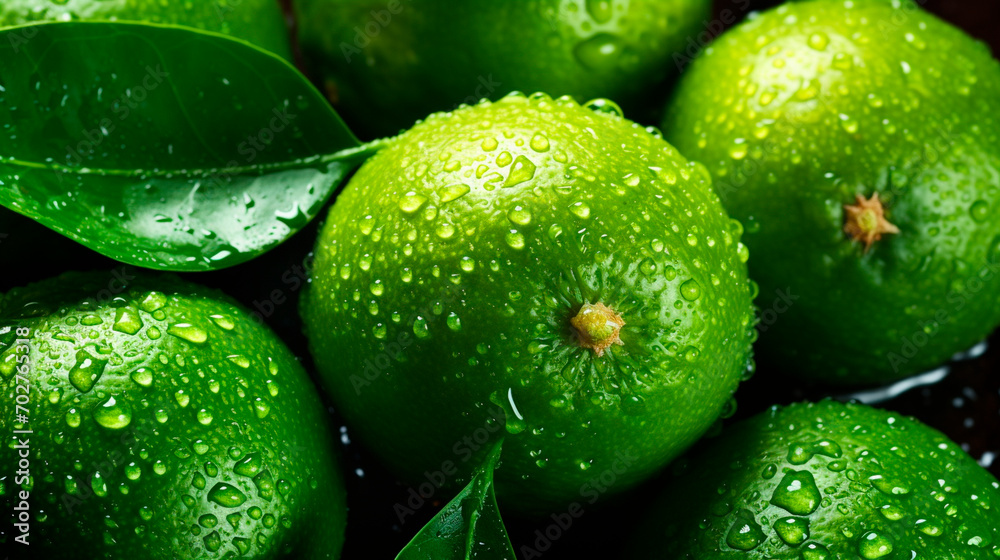 There are a lot of wet limes. Selective focus. There are a lot of wet limes. Selective focus.