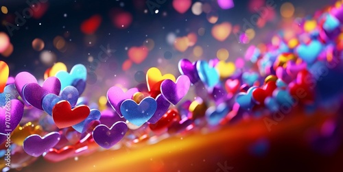 Various colorful hearts decoration wallpaper texture for valentine's day or romantic celebration.Macro.AI Generative.