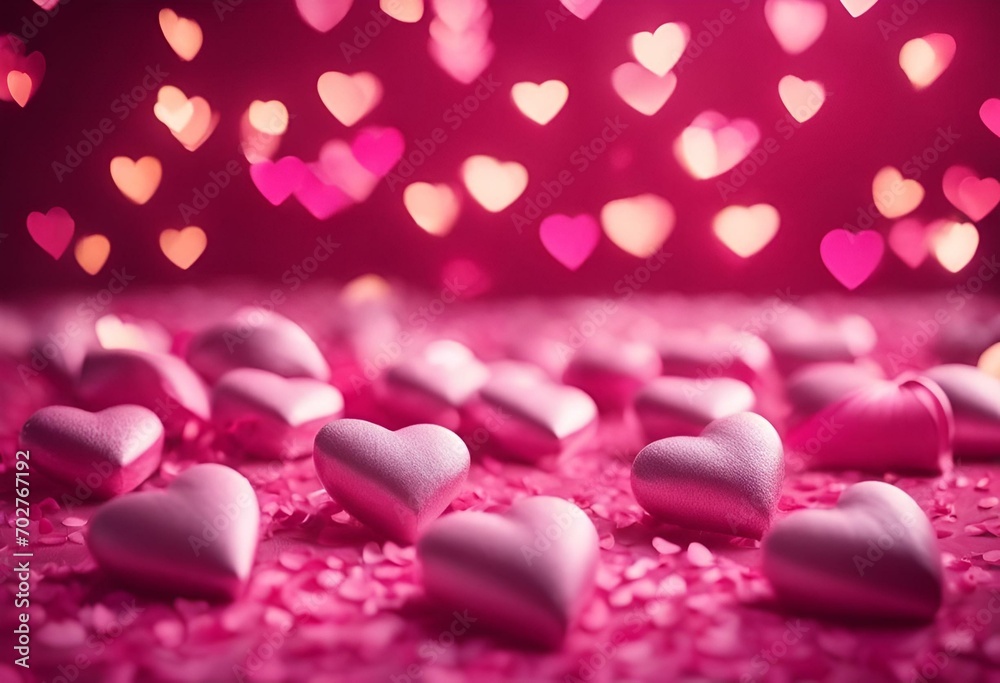 AI generated illustration of A Valentine's Day-themed backdrop featuring an array of pink hearts AI generated illustration of A Valentine's Day-themed backdrop featuring an array of pink hearts