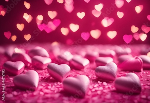 AI generated illustration of A Valentine's Day-themed backdrop featuring an array of pink hearts