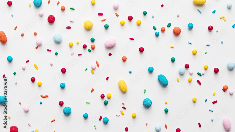 colorful sprinkles on white background,copy space