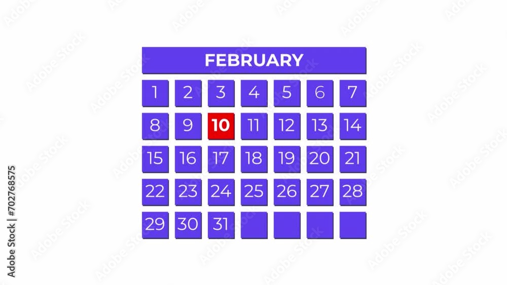 10th February calendar icon animation. Alpha matte with transparent background 4K resolution. 10th February calendar icon animation. Alpha matte with transparent background 4K resolution.