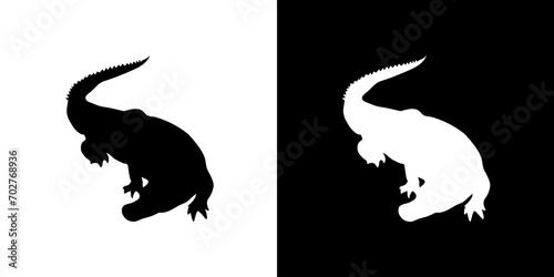 Crocodile silhouette icon. Animal icon. Black animal icon. Silhouette