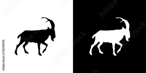 Mountain goat silhouette icon. Animal icon. Black animal icon. Silhouette photo