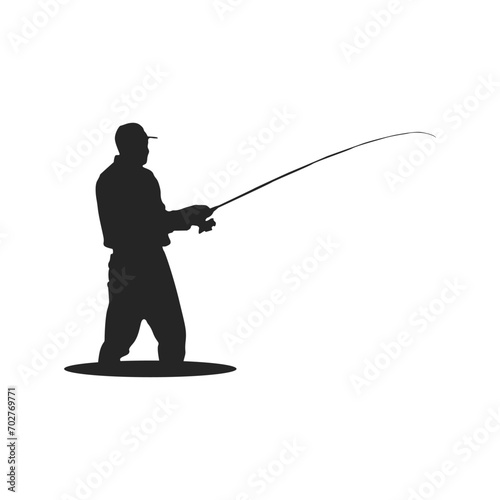 Man Fishing illustration Silhouette Vector 2
