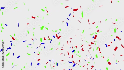 Red, Blue and Green Confetti Explosion on a White Background