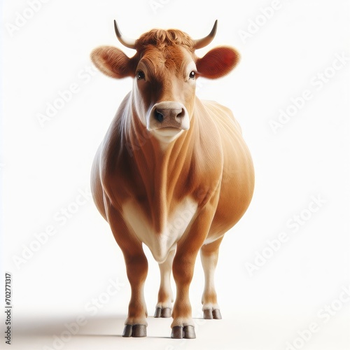 cow with horns on white