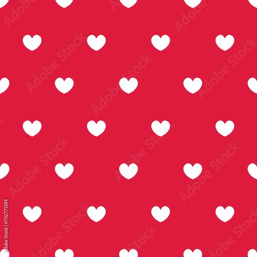 White hearts on red background vector seamless pattern