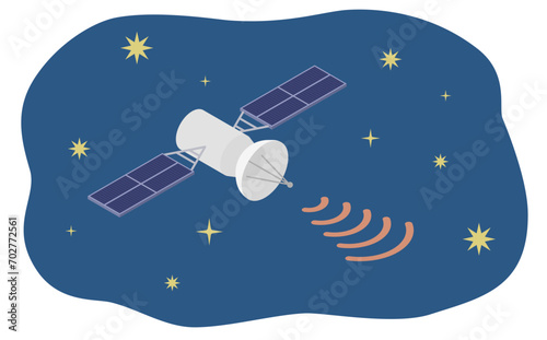 アイソメトリックイラスト:人工衛星