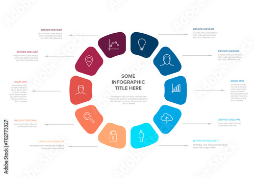 Obraz na płótnie Vector blue and red icon elements in circle multipurpose Infographic template w salonie